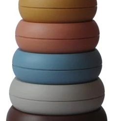 Mushie Stacking Tower Rustic- Stapelring Toren Retro - Speelgoed - Stapeltoren - Stapelringen