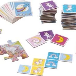 Grafix 4-in-1 Kaartspellen Voor Kinderen | Thema Unicorn | Kwartet - Memory - Domino - Puzzel | Denkspel | Spellen Voor Meisjes | Geschikt Voor Kinderen Vanaf 5 Jaar -Goedkope baby-en-kleuterspelletjes winkel 550x293 2