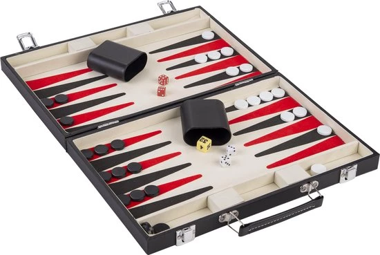 Longfield Backgammon 15", Met Geprint Veld, Kleur Zwart In Pu Leder. Afm. 36 X 36 X 5 Cm 5 Longfield Backgammon 15", Met Geprint Veld, Kleur Zwart In Pu Leder. Afm. 36 X 36 X 5 Cm - Afbeelding 3