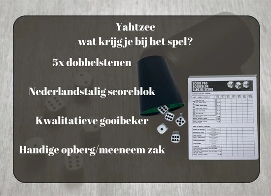 Merkloos Yathzee Set Met Handige Opbergzak - Dobbelspel - Scoreblok (100 Vellen) In Het Nederlands - 5 Dobbelstenen - Pokerbeker | Perfect Verjaardag Of Kerstcadeau 10 Merkloos Yathzee Set Met Handige Opbergzak - Dobbelspel - Scoreblok (100 Vellen) In Het Nederlands - 5 Dobbelstenen - Pokerbeker | Perfect Verjaardag Of Kerstcadeau - Afbeelding 8