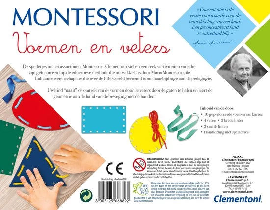 Clementoni - Vormen En Veters Montessori - Educatief Spel 4 Clementoni - Vormen En Veters Montessori - Educatief Spel - Afbeelding 2