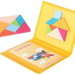 Tangram Puzzel Woodiness Puzzel Voor Kinderen 96 Puzzels - Magnetische Tangram Puzzelboekje/Magneetboekje - Educatief Speelgoed - Vormenpuzzel, Houtenpuzzel Geel -Goedkope baby-en-kleuterspelletjes winkel 550x451 1