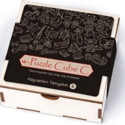 BOOKİNZİ Montessori Houten Breinbrekers W-Puzzel Cube C Laten We De Dieren Leren Kennen