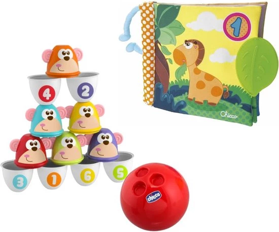 Chicco Bundel - Bowling Aapjes 2-in-1 Bowlingspel En Blikgooien & Babyboekje Junior 19 X 19 Cm Polyester Geel/groen 3 Chicco Bundel - Bowling Aapjes 2-in-1 Bowlingspel En Blikgooien & Babyboekje Junior 19 X 19 Cm Polyester Geel/groen