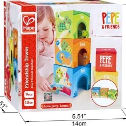 Hape Stapeltoren Friendship 9-delig -Goedkope baby-en-kleuterspelletjes winkel 550x462