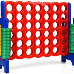 Costway Speelset Vier Op Een Rij - Groot Spel - 24 Jumboringen - Volwassenen En Kinderen