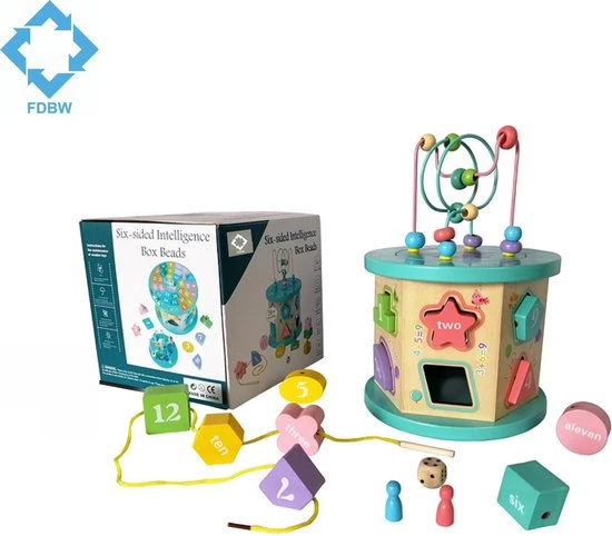 FDWB Houten Blokkendoos Met Vormen En Kralenrek - Multifunctioneel- Educatief - 3 T/m 6 Jaar - Fdbw 3 FDWB Houten Blokkendoos Met Vormen En Kralenrek - Multifunctioneel- Educatief - 3 T/m 6 Jaar - Fdbw