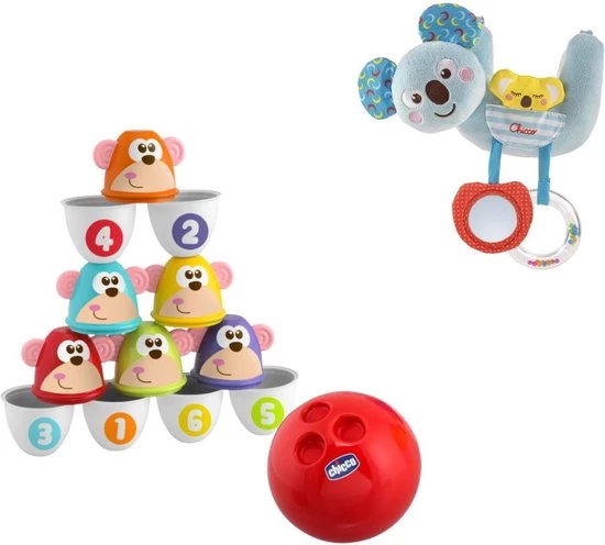 Chicco Bundel - Bowling Aapjes 2-in-1 Bowlingspel En Blikgooien & Rammelaar Koalabeer - Te Bevestigen Aan Kinderwagen 3 Chicco Bundel - Bowling Aapjes 2-in-1 Bowlingspel En Blikgooien & Rammelaar Koalabeer - Te Bevestigen Aan Kinderwagen