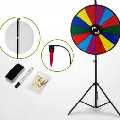 BrightWise® Rad Van Fortuin Opvouwbaar – Draairad – Draaiwiel – Draairad Van Fortuin – Rad – Draairad Spel – Spelrad – Rad Van Fortuin Draaiwiel – Rad Van Fortuin Gezelschapsspel - Gekleurd