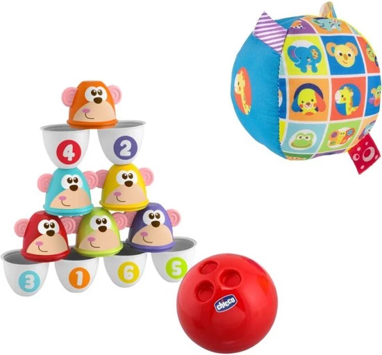Chicco Bundel - Bowling Aapjes 2-in-1 Bowlingspel En Blikgooien & Bal Met Rammelgeluid 3 Chicco Bundel - Bowling Aapjes 2-in-1 Bowlingspel En Blikgooien & Bal Met Rammelgeluid