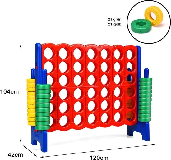 Meubelexpert- Giant Connect 4 Voor Kinderen En Volwassenen Met 42 Ronde Tokens, Ideaal Voor Binnen En Buiten 3 Meubelexpert- Giant Connect 4 Voor Kinderen En Volwassenen Met 42 Ronde Tokens, Ideaal Voor Binnen En Buiten