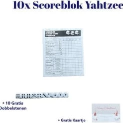 FG Yathzee Scoreblok 10 Stuks + 10 Dobbelstenen - Scoreblok - Spelletjes - Dobbelspel