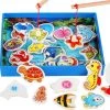 【QZM Prachtige Oceaanwereld】Visspel Magnetisch Met 2 Hengels En 26 Vissen Met Cirfers - Hengelspel - Fishing Game - Houten Magnetisch Visspel - Fijne Motoriek Speelgoed - Montessori Educatief Speelgoed -Goedkope baby-en-kleuterspelletjes winkel 550x544 1