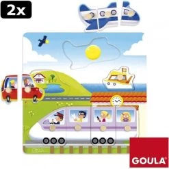 Goula 2x Noppenpuzzel Op Reis Voertuigen