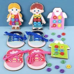 Merkloos Leer Veterstrikken - Oefenen Om Veters Te Strikken - Oefenschoen Veterstrikken - Leren Veters Strikken - Montessori Speelgoed - Educatief Speelgoed - Oefenschoen - Ik Leer Veter Strikken - Peuters / Kleuters / Kinderen - Kleur: Roze