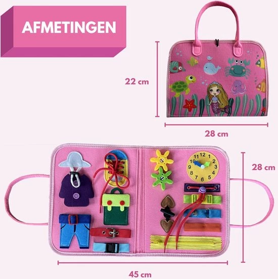 Busy Board - BIEK20® - Roze Activiteitenbord - Montessori Speelgoed - Motoriek Speelgoed - Activity Board - Educatief Speelgoed - Interactief Speelgoed - Kinderspeelgoed - Leerzaam Speelgoed - Ik Leer Veters Strikken Knopen Leggen Klok Kijken 5 Busy Board - BIEK20® - Roze Activiteitenbord - Montessori Speelgoed - Motoriek Speelgoed - Activity Board - Educatief Speelgoed - Interactief Speelgoed - Kinderspeelgoed - Leerzaam Speelgoed - Ik Leer Veters Strikken Knopen Leggen Klok Kijken - Afbeelding 3