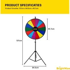 BrightWise® Rad Van Fortuin Opvouwbaar – Draairad – Draaiwiel – Draairad Van Fortuin – Rad – Draairad Spel – Spelrad – Rad Van Fortuin Draaiwiel – Rad Van Fortuin Gezelschapsspel - Gekleurd -Goedkope baby-en-kleuterspelletjes winkel 550x557 8
