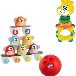 Chicco Bundel - Bowling Aapjes 2-in-1 Bowlingspel En Blikgooien & Rammelaar Multi-Activiteitsratel Gilby De Giraffe