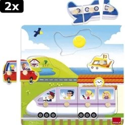 Goula 2x Noppenpuzzel Op Reis Voertuigen -Goedkope baby-en-kleuterspelletjes winkel 550x567 7