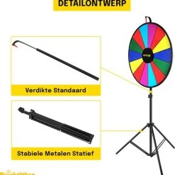 BrightWise® Rad Van Fortuin Opvouwbaar – Draairad – Draaiwiel – Draairad Van Fortuin – Rad – Draairad Spel – Spelrad – Rad Van Fortuin Draaiwiel – Rad Van Fortuin Gezelschapsspel - Gekleurd -Goedkope baby-en-kleuterspelletjes winkel 550x583 6