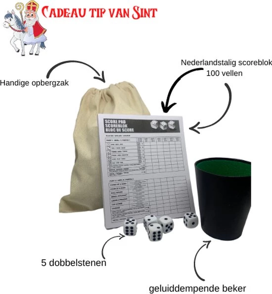Merkloos Yathzee Set Met Handige Opbergzak - Dobbelspel - Scoreblok (100 Vellen) In Het Nederlands - 5 Dobbelstenen - Pokerbeker | Perfect Verjaardag Of Kerstcadeau 3 Merkloos Yathzee Set Met Handige Opbergzak - Dobbelspel - Scoreblok (100 Vellen) In Het Nederlands - 5 Dobbelstenen - Pokerbeker | Perfect Verjaardag Of Kerstcadeau