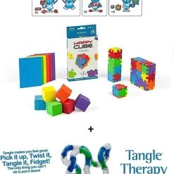 Happy Cube Original 6 Pack & Tangle Relax Therapy - COMBO 2-PACK - Voordeelset - Educatief Speelgoed - Fidget - Puzzel En Focus Pakket